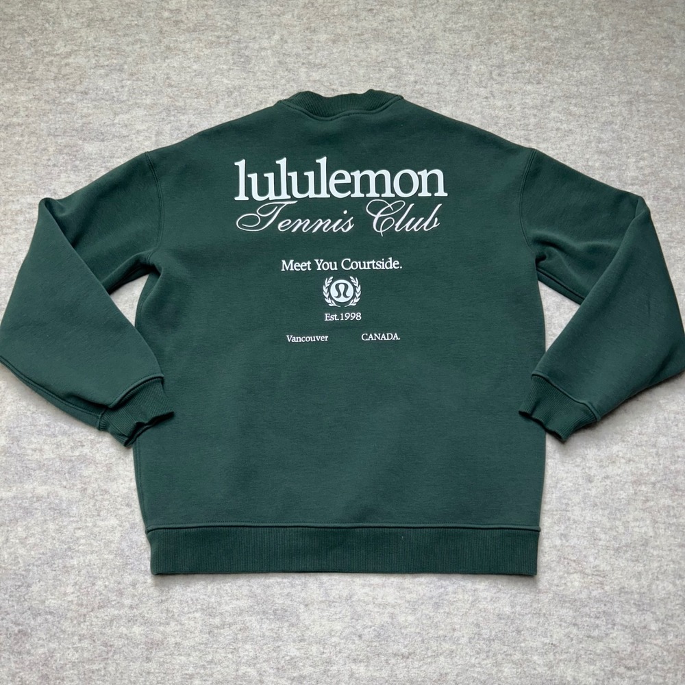 Lululemon Tennis‎ Club Crewneck Sweatshirt Green Pullover Long Sleeve Small EUC